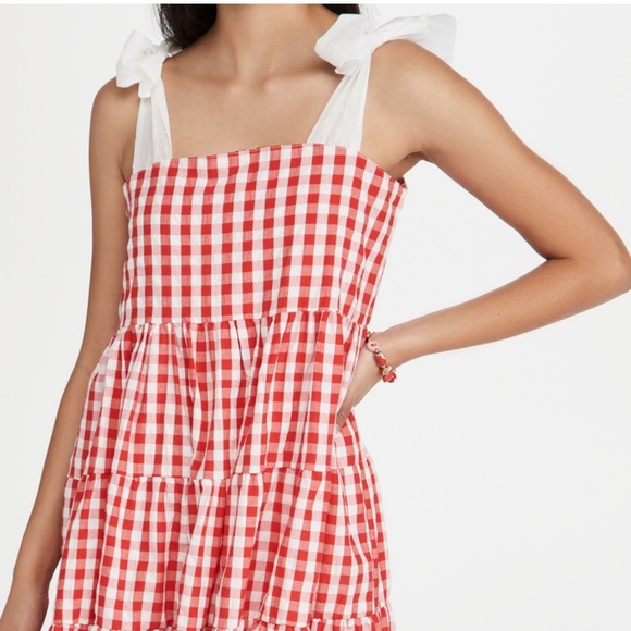 SISTER JANE Love Note Gingham Midi Dress In Red And White size XS - Picture 6 of 13
